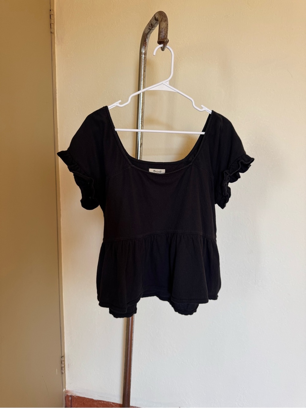 Madewell Black Ruffle Peplum Top – Size M - Picture 2 of 6